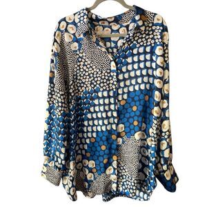 Chicos Blue Abstract Flowy Blouse Size 4 Extra Large
